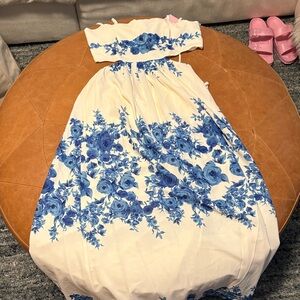 Hello Molly Floral Blue and White womens dress